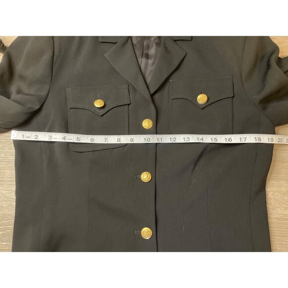 Neiman Marcus Black Gold Button Nautical Fitted Jacket Sz 8 - Picture 7 of 10